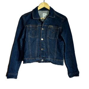 Calvin Klein Dark Indigo Jean Crop Jacket Women’s Size Medium